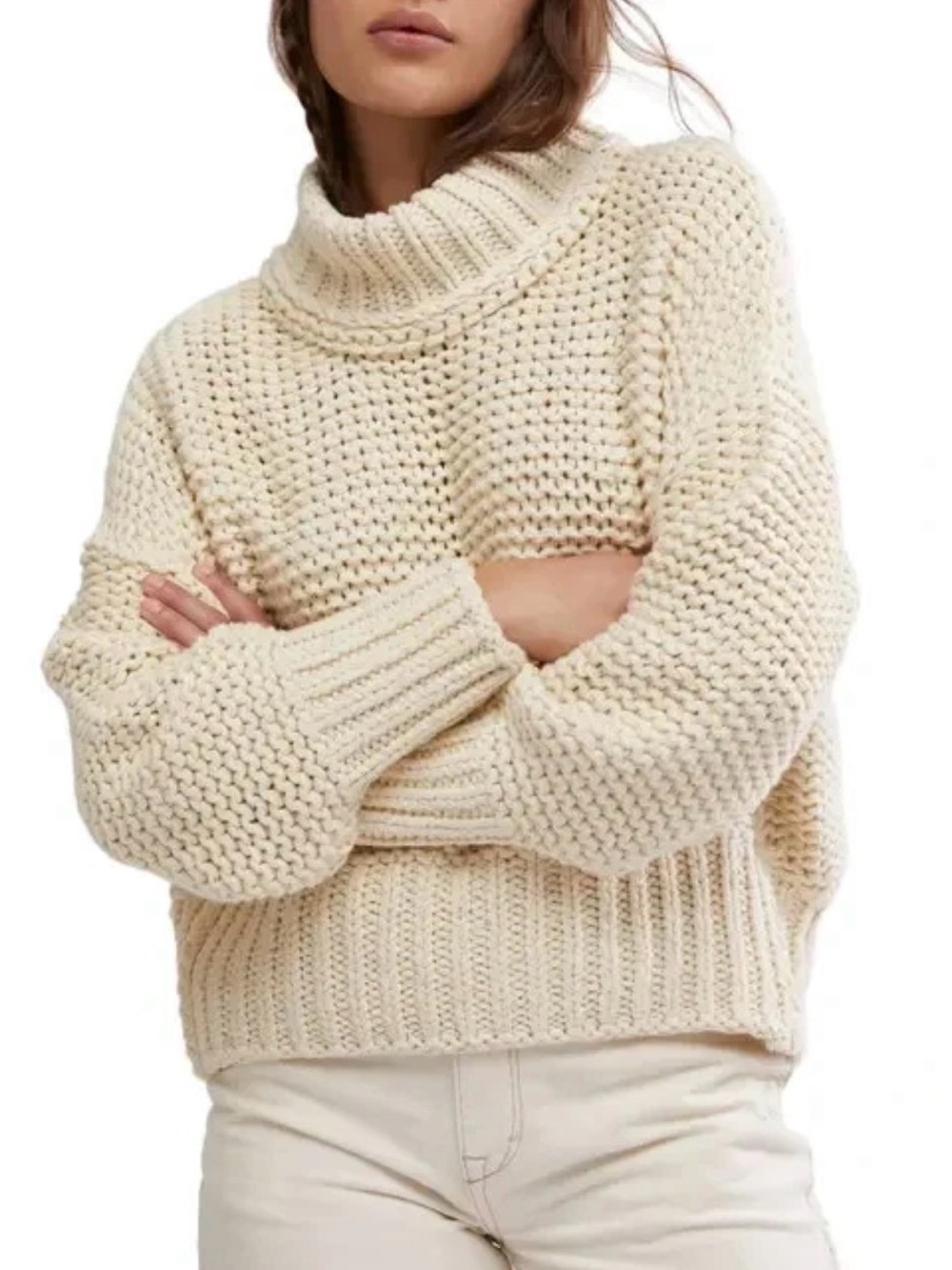 FREE PEOPLE - Slouchy knit sweater featuring a rolled neckline with dropped dolm